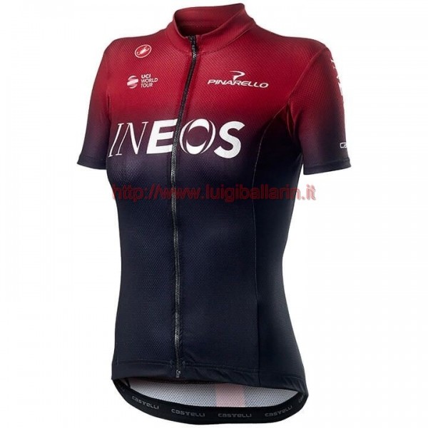 Completo Ciclismo 2019 INEOS Squadre rosso donna Maglia Ciclismo Manica Corta