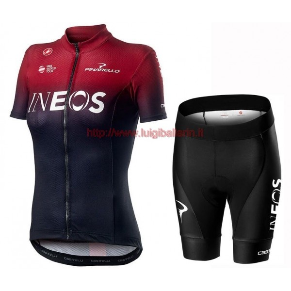 Completo Ciclismo 2019 INEOS Squadre rosso donna abbigliamento Bici Completo Maglia Ciclismo Corta e Salopette