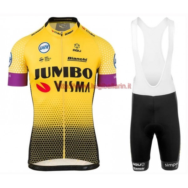 Completo Ciclismo 2019 Jumbo Visma Squadre abbigliamento Bici Completo Maglia Ciclismo Corta e Salopette
