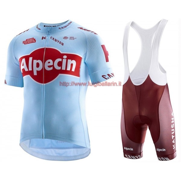 Completo Ciclismo 2019 Katusha Alpecin abbigliamento Bici Completo Maglia Ciclismo Corta e Salopette