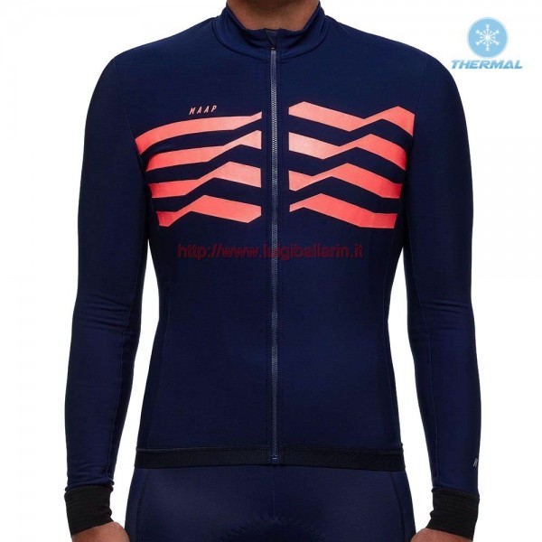 Completo Ciclismo 2019 MAAP M-Flag ultra Blu-rosso thermique Maglia Ciclismo Manica Lunga