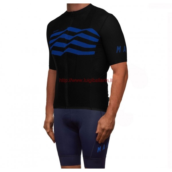 Completo Ciclismo 2019 MAAP M-Flag ultra nero-Blu abbigliamento Bici Completo Maglia Ciclismo Corta e Salopette