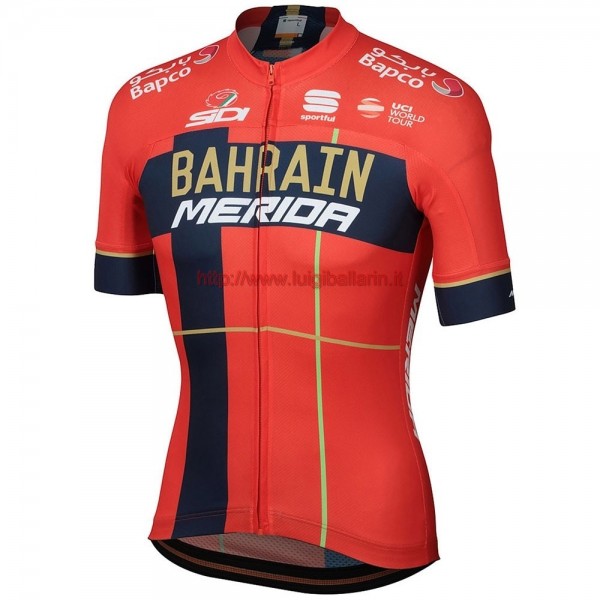 Completo Ciclismo 2019 Merida Bahrain rosso Maglia Ciclismo Manica Corta