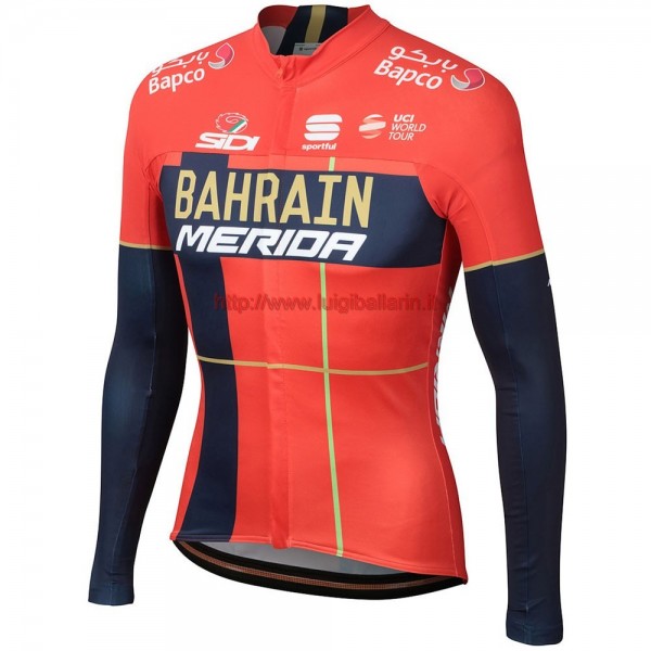 Completo Ciclismo 2019 Merida Bahrain rosso Maglia Ciclismo Manica Lunga