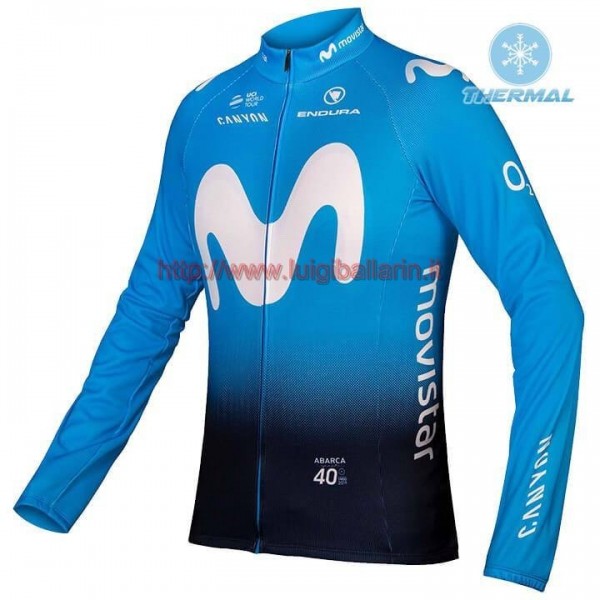 Completo Ciclismo 2019 Movistar Squadre thermique Maglia Ciclismo Manica Lunga