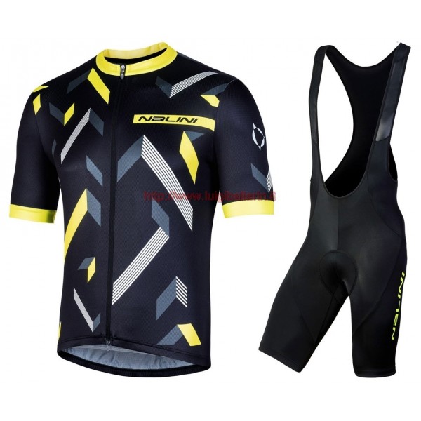 Completo Ciclismo 2019 Nalini Descesa 2.0 nero-giallo abbigliamento Bici Completo Maglia Ciclismo Corta e Salopette