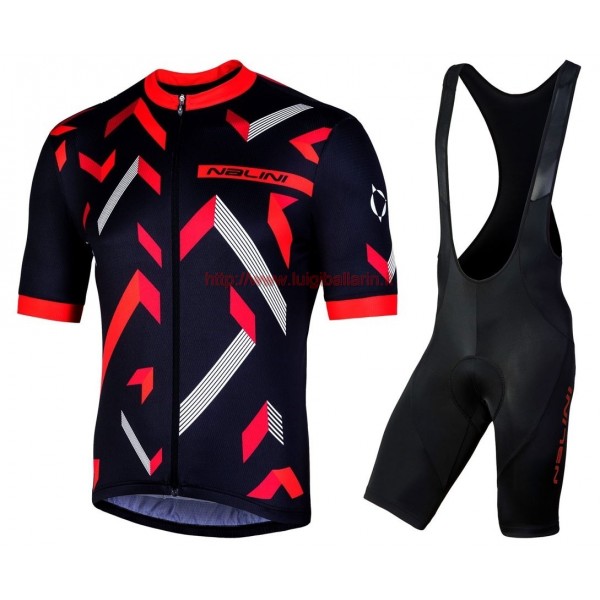 Completo Ciclismo 2019 Nalini Descesa 2.0 nero-rosso abbigliamento Bici Completo Maglia Ciclismo Corta e Salopette