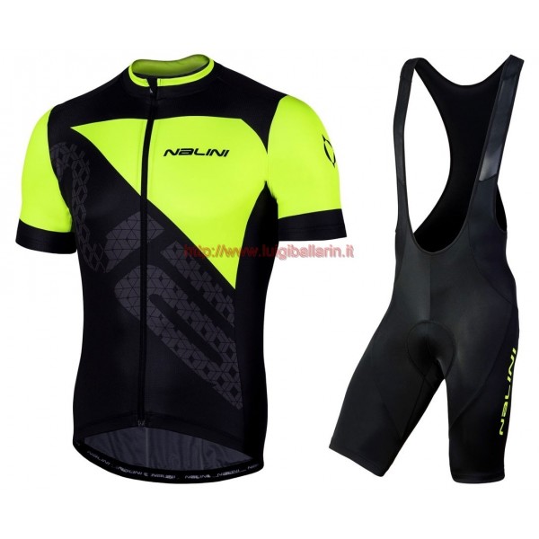Completo Ciclismo 2019 Nalini Volata 2.0 nero-giallo abbigliamento Bici Completo Maglia Ciclismo Corta e Salopette