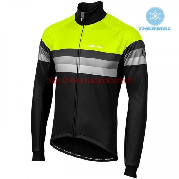 Completo Ciclismo 2019 Nalini Warm 2.0 nero-giallo thermique Maglia Ciclismo Manica Lunga