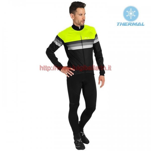 Completo Ciclismo 2019 Nalini Warm 2.0 nero-giallo thermique Maglia Ciclismo Manica Lunga e Salopette Lunga