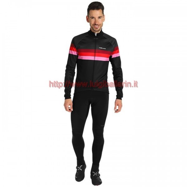 Completo Ciclismo 2019 Nalini Warm 2.0 nero-rosso Maglia Ciclismo Manica Lunga e Salopette