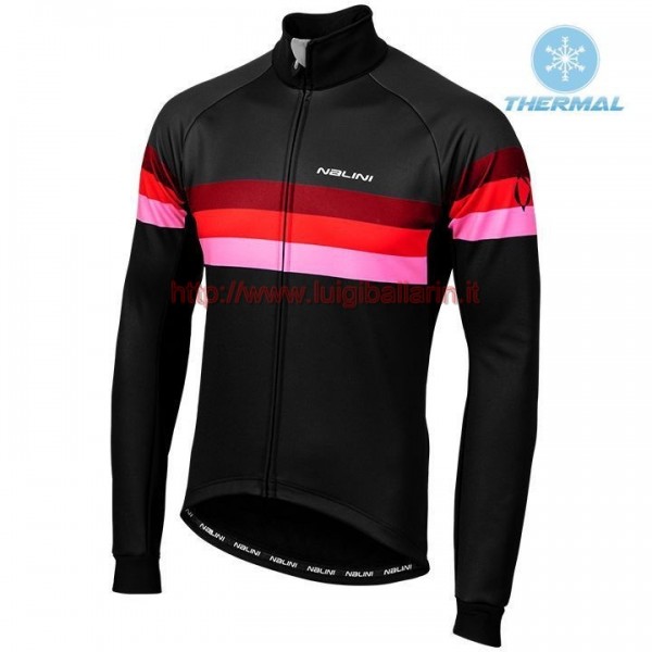 Completo Ciclismo 2019 Nalini Warm 2.0 nero-rosso thermique Maglia Ciclismo Manica Lunga