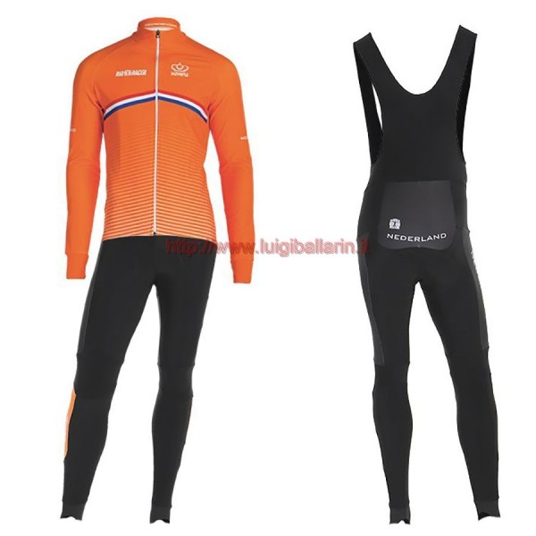 Completo Ciclismo 2019 Nederland Country Squadre Maglia Ciclismo Manica Lunga e Salopette