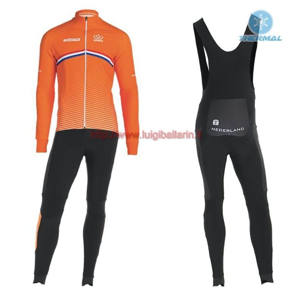 Completo Ciclismo 2019 Nederland Country Squadre thermique Maglia Ciclismo Manica Lunga e Salopette Lunga