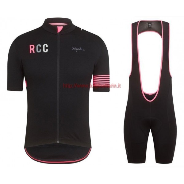 Completo Ciclismo 2019 Rapha RCC nero-Rose abbigliamento Bici Completo Maglia Ciclismo Corta e Salopette