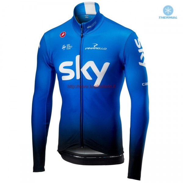 Completo Ciclismo 2019 SKY Squadre Blu thermique Maglia Ciclismo Manica Lunga