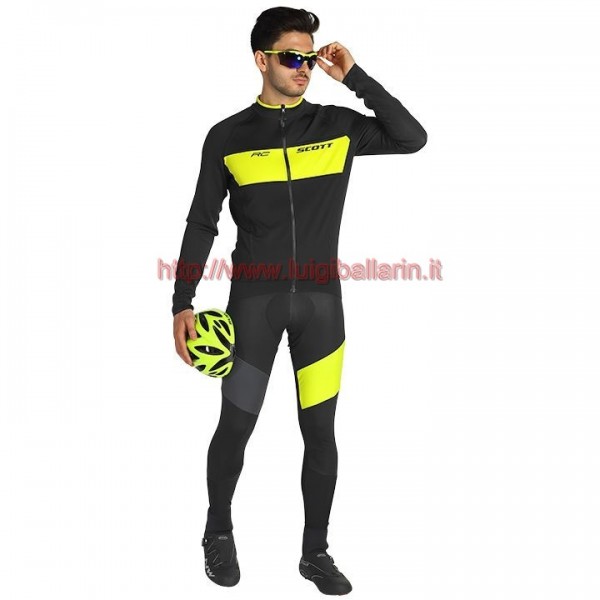 Completo Ciclismo 2019 Scott RC FF nero-giallo Maglia Ciclismo Manica Lunga e Salopette