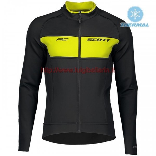 Completo Ciclismo 2019 Scott RC FF nero-giallo thermique Maglia Ciclismo Manica Lunga