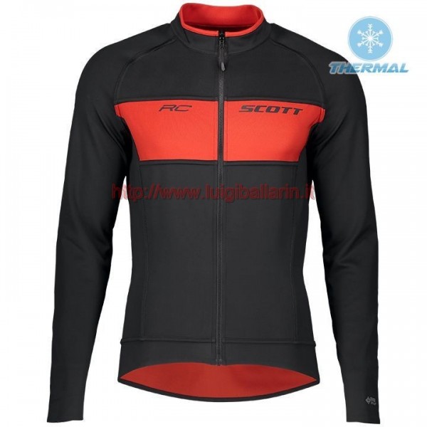 Completo Ciclismo 2019 Scott RC FF nero-rosso thermique Maglia Ciclismo Manica Lunga