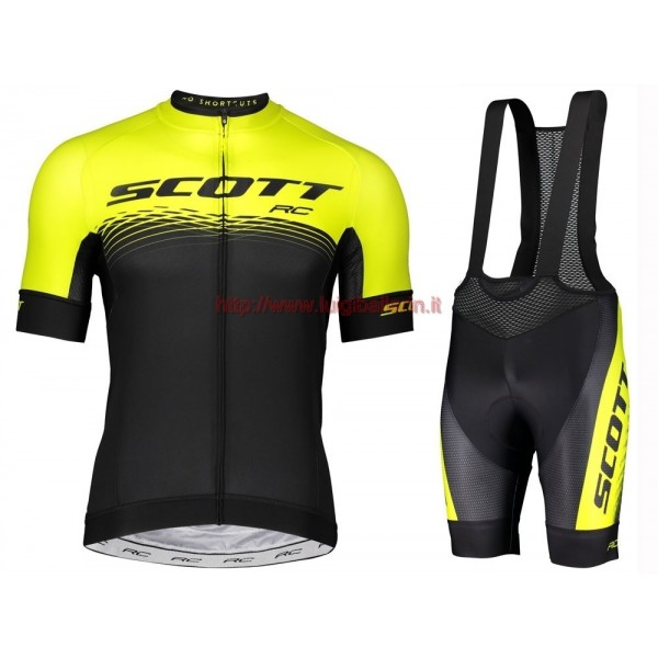 Completo Ciclismo 2019 Scott RC giallo-nero abbigliamento Bici Completo Maglia Ciclismo Corta e Salopette