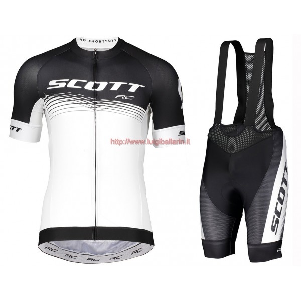 Completo Ciclismo 2019 Scott RC nero-bianca abbigliamento Bici Completo Maglia Ciclismo Corta e Salopette