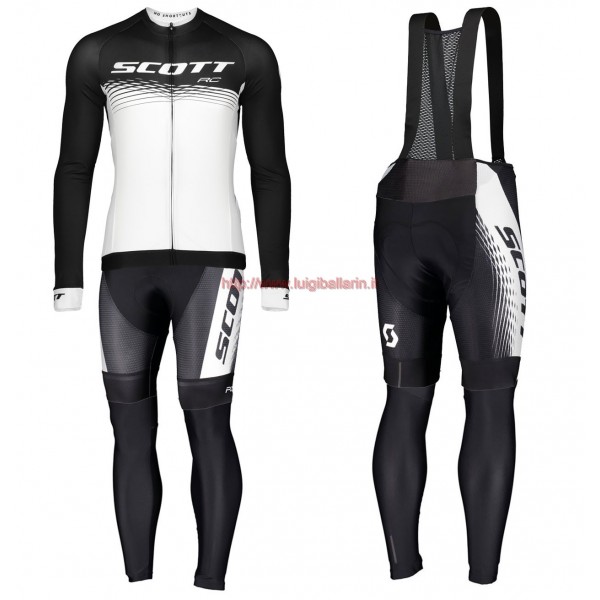 Completo Ciclismo 2019 Scott RC nero-bianca Maglia Ciclismo Manica Lunga e Salopette