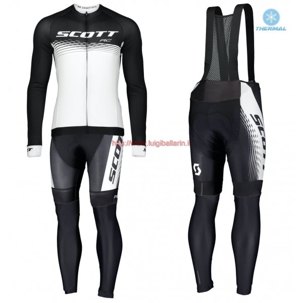Completo Ciclismo 2019 Scott RC nero-bianca thermique Maglia Ciclismo Manica Lunga e Salopette Lunga