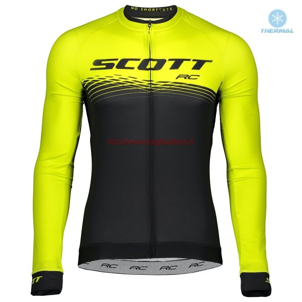 Completo Ciclismo 2019 Scott-RC PRO nero-giallo thermique Maglia Ciclismo Manica Lunga