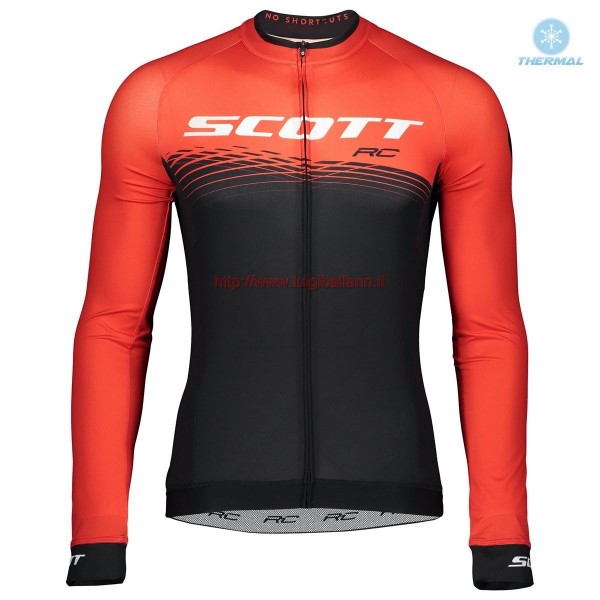 Completo Ciclismo 2019 Scott-RC PRO nero-rosso thermique Maglia Ciclismo Manica Lunga