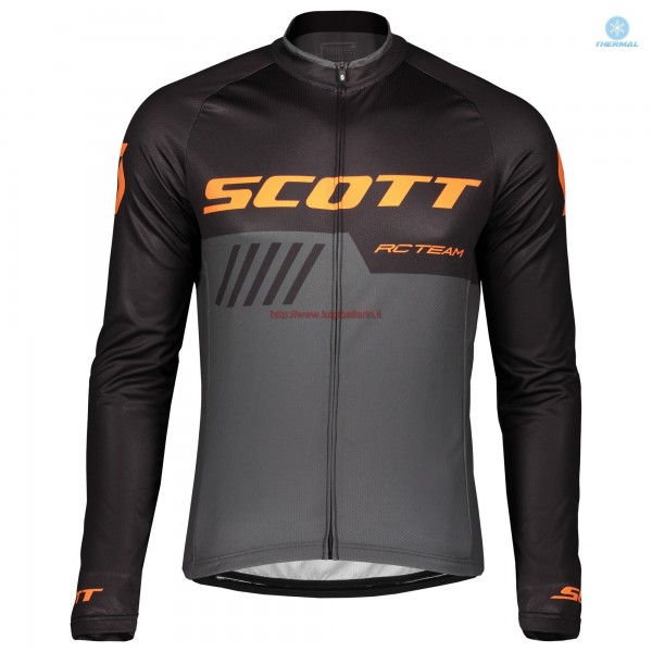 Completo Ciclismo 2019 Scott-RC-Squadre nero-Gris-Orange thermique Maglia Ciclismo Manica Lunga