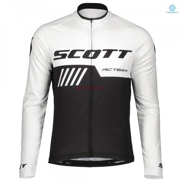 Completo Ciclismo 2019 Scott-RC-Squadre nero-bianca thermique Maglia Ciclismo Manica Lunga