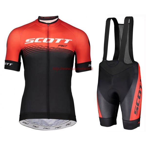 Completo Ciclismo 2019 Scott RC rosso-nero abbigliamento Bici Completo Maglia Ciclismo Corta e Salopette