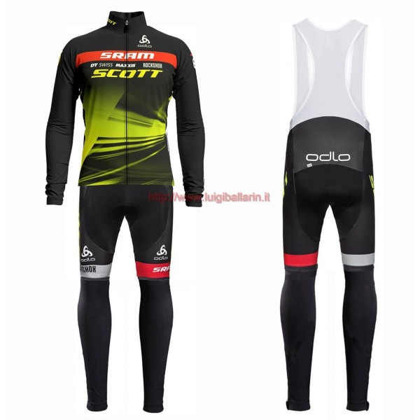 Completo Ciclismo 2019 Scott Sram nero-giallo Maglia Ciclismo Manica Lunga e Salopette