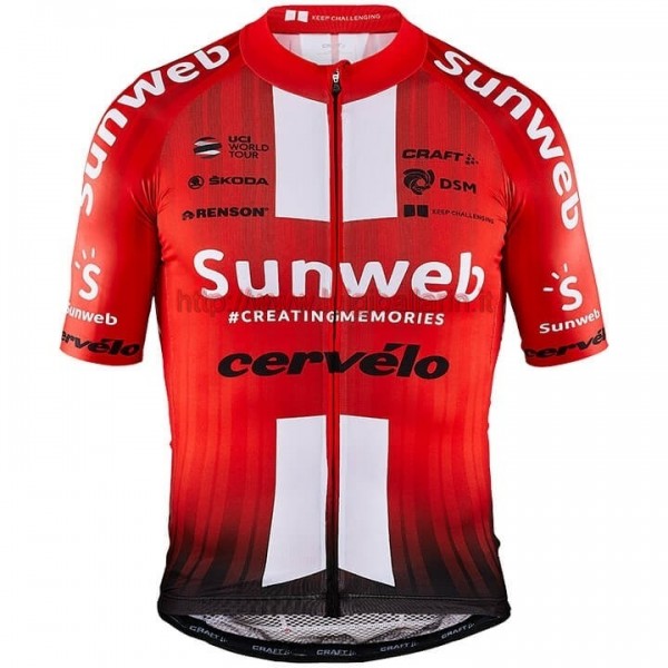 Completo Ciclismo 2019 Sunweb Squadre rosso Maglia Ciclismo Manica Corta