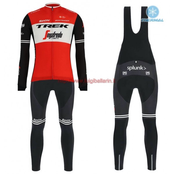 Completo Ciclismo 2019 Trek Usine Racing rosso thermique Maglia Ciclismo Manica Lunga e Salopette Lunga