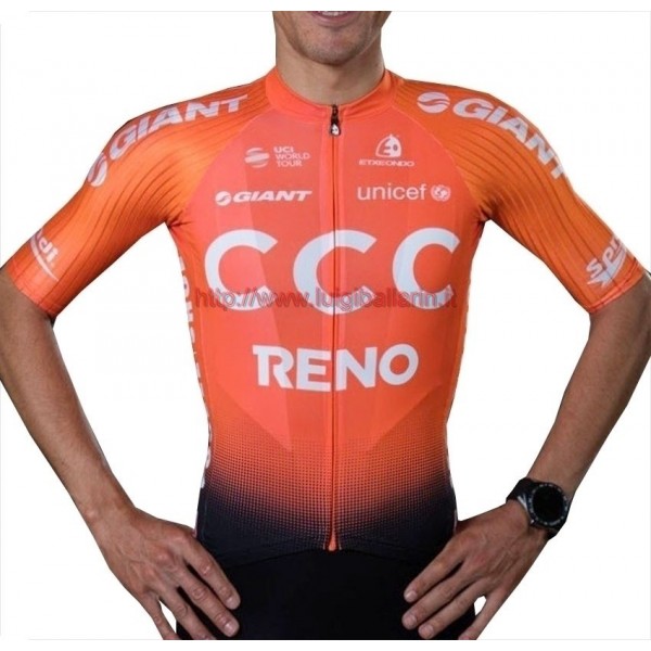 Completo Ciclismo 2019 Squadre CCC Reno Orange Maglia Ciclismo Manica Corta Completo Ciclismo 2019 Squadre CCC Reno Orange Maglia Ciclismo Manica Corta