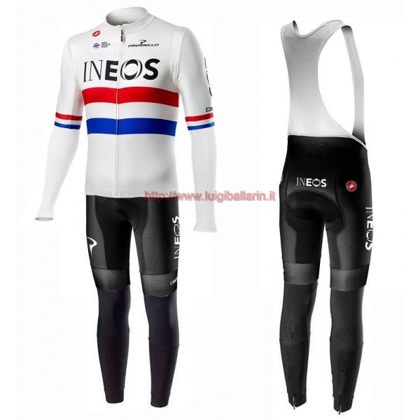 Completo Ciclismo 2019 Squadre INEOS UK Champion Maglia Ciclismo Manica Lunga e Salopette