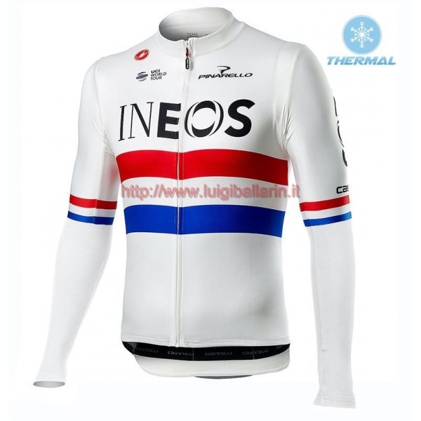 Completo Ciclismo 2019 Squadre INEOS UK Champion thermique Maglia Ciclismo Manica Lunga