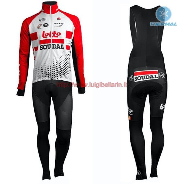Completo Ciclismo 2019 Squadre Lotto rosso thermique Maglia Ciclismo Manica Lunga e Salopette Lunga