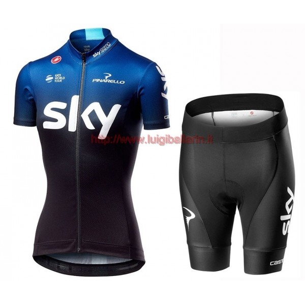 Completo Ciclismo 2019 Squadre SKY sombre Blu donna abbigliamento Bici Completo Maglia Ciclismo Corta e Salopette