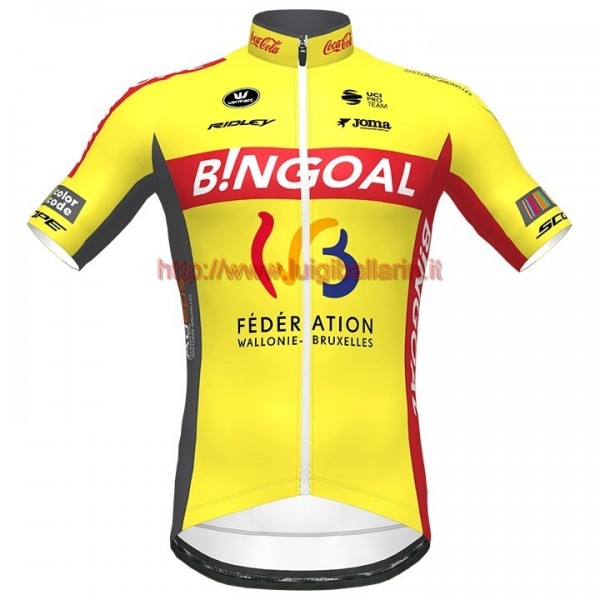 Completo Ciclismo 2020 Bingoal Wallonie Bruxelle giallo Maglia Ciclismo Manica Corta
