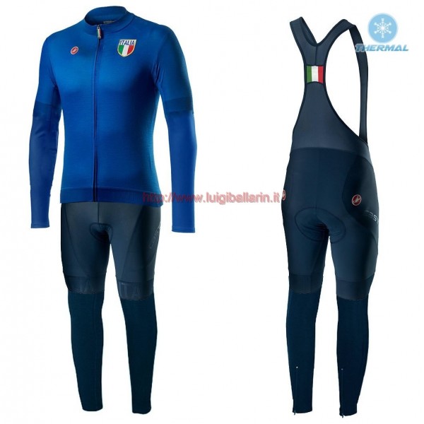Completo Ciclismo 2020 Italia Blu thermique Maglia Ciclismo Manica Lunga e Salopette Lunga Completo Ciclismo 2020 Italia Blu thermique Maglia Ciclismo Manica Lunga e Salopette Lunga