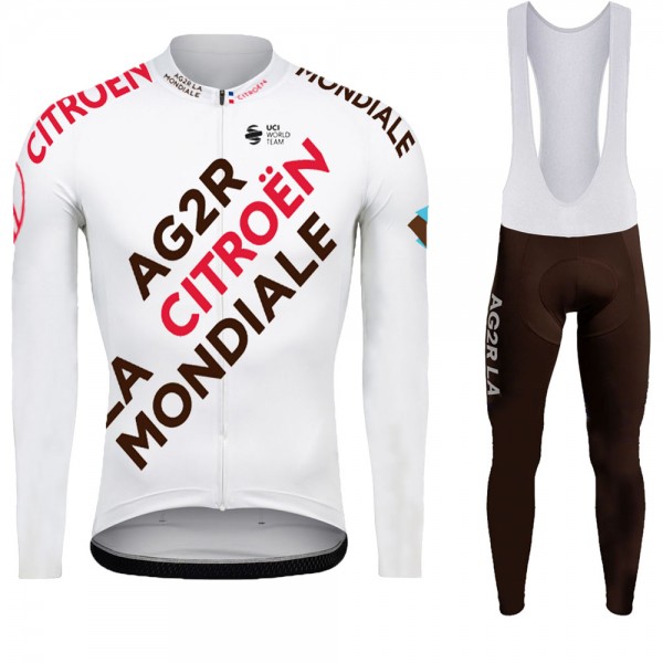 Ag2r 2022 Pro Team Abbigliamento Maglia Ciclismo Manica Lunga e Salopette Lunga powjq