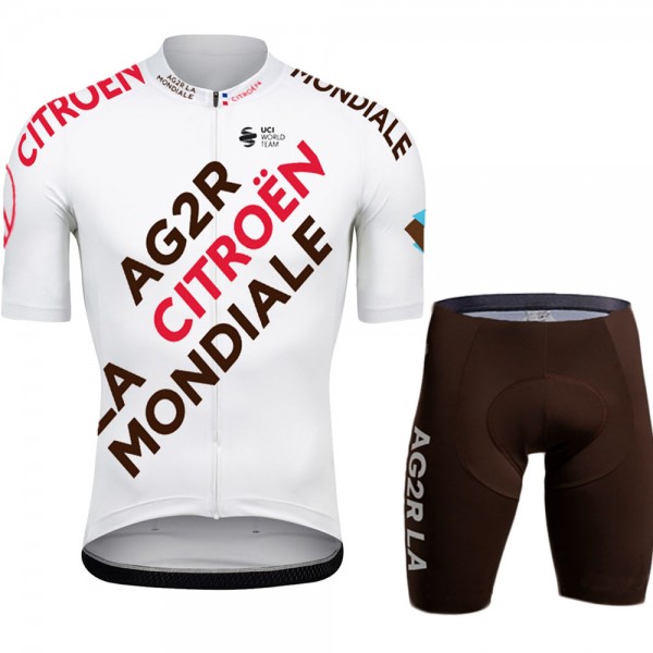 Team Ag2r White Abbigliamento Fietsshirt Korte Mouw + Korte Fietsbroeken eaE32