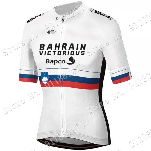 White Slovenia Tour De France Bahrain Victorious 2021 Maglia Ciclismo Manica Corta rnVeZ