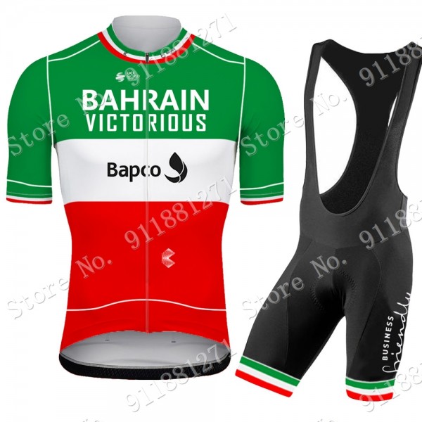 Green Slovenia Tour De France Bahrain Victorious 2021 abbigliamento Bici Completo Maglia Ciclismo Corta e Salopette 7mtQ5