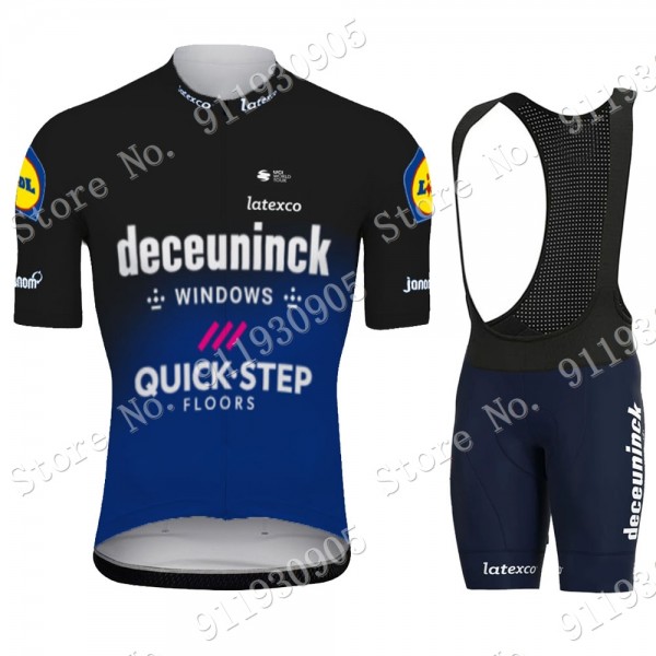 Deceuninck Quick Step Pro Team Black 2021 abbigliamento Bici Completo Maglia Ciclismo Corta e Salopette TWBtf