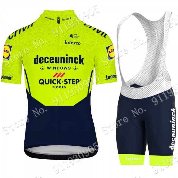 Deceuninck Quick Step Pro Team Green 2021 abbigliamento Bici Completo Maglia Ciclismo Corta e Salopette OJ3YF