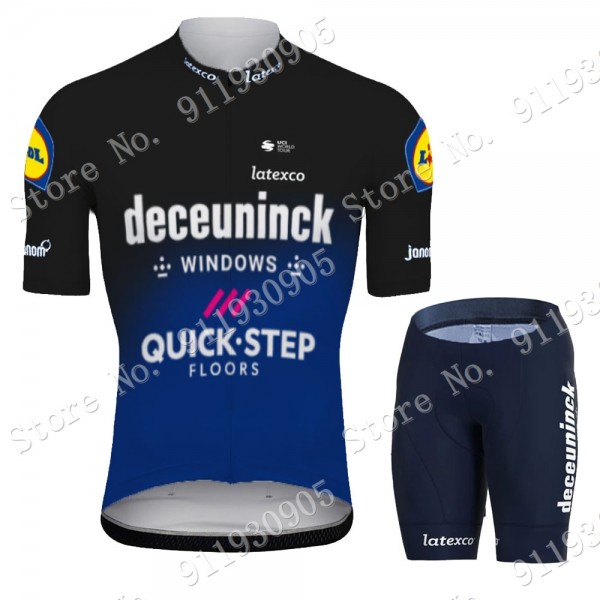 Deceuninck Quick Step Pro Team Black 2021 abbigliamento Bici Completo Maglia Ciclismo Corta e Salopette rAu6j