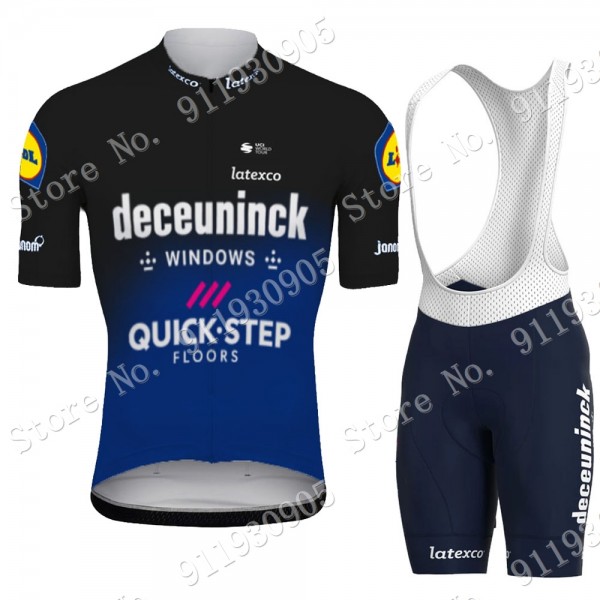 Deceuninck Quick Step Pro Team Black 2021 abbigliamento Bici Completo Maglia Ciclismo Corta e Salopette oreL2